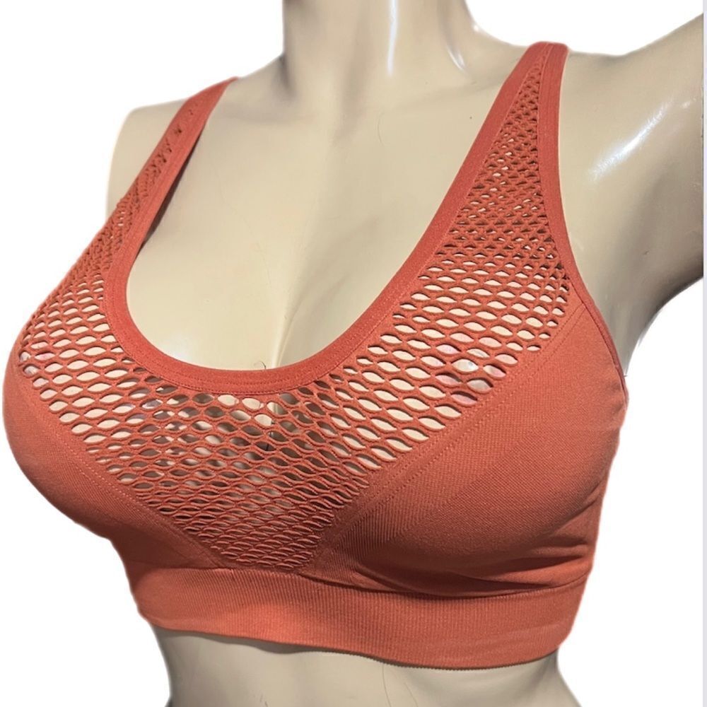 Victoria’s Secret Seamless Comfort Sexy fishnet Front Unlined sport bra Rust S